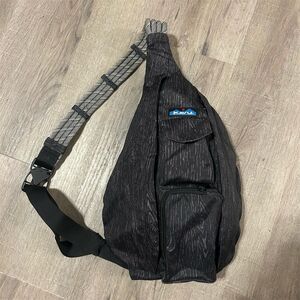 KAVU Mini Rope Sling Bag Black Topo Crossbody Unisex Adjustable Strap